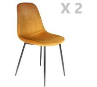Toilinux - 2 Chaises design velours Giulia - Jaune moutarde - Giulia Jaune