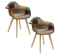 The Home Deco Factory - 2 Fauteuils design scandinave Patchwork - Marron - Patchwork Marron