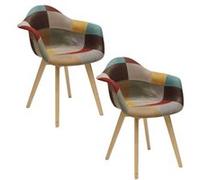 The Home Deco Factory - 2 Fauteuils design scandinave Patchwork - Marron - Patchwork Marron