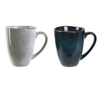 - 2 Mugs design Au gré du temps - 300 ml - Gris et bleu - Au gré du temps