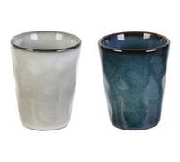 Toilinux - 2 Tasses à expresso Au gré du temps - 100 ml - Gris et bleu - Au gré du temps Gris G