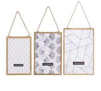 Toilinux - 3 Cadres photo à suspendre design Gold Home - Doré - Gold Home Or