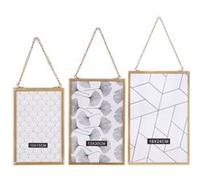 Toilinux - 3 Cadres photo à suspendre design Gold Home - Doré - Gold Home Or