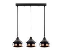 Lustre en métal à hauteur réglable - 3 abat-jours - L. 67 x H. 25/111 cm - Noir et cuivré - YILDO