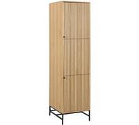 Toilinux - Armoire 2 portes et 2 étagères effet tasseaux BAÏKAL - Beige - BAÏKAL Beige G
