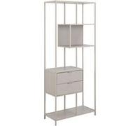 Toilinux - Bibliothèque 2 tiroirs et 4 étagères avec base en acier FERRO - Gris - FERRO Gris G