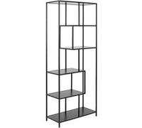 Toilinux - Bibliothèque 5 étagères asymétriques en MDF et métal - Noir - Sireine Noir