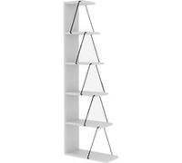 Toilinux - Bibliothèque 5 étagères en Mélaminé H.150cm - Blanc - Tlos Blanc G