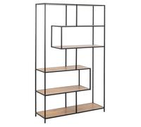 Toilinux - Bibliothèque en MDF et métal avec 6 niches de rangement - Noir et Beige - Sireine Beige G
