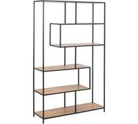 Toilinux - Bibliothèque en MDF et métal avec 6 niches de rangement - Noir et Beige - Sireine Beige G