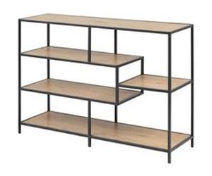 Toilinux - Bibliothèque ouverte 4 étagères en MDF et métal - Beige et Noir - Sireine Beige G