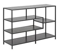 Toilinux - Bibliothèque ouverte 4 étagères en MDF et métal - Noir - Sireine Noir G