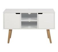 Toilinux - Buffet 2 portes et 2 niches Léonce en bois - Blanc Blanc G