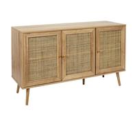 Toilinux - Buffet 3 portes Bali en cannage et bois contreplaqué Marron