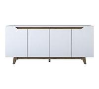 Toilinux - Buffet 4 portes en bois LUCAS - Blanc - LUCAS G