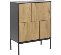 - Buffet 4 portes en MDF et Métal - Noir et Marron - Sireine