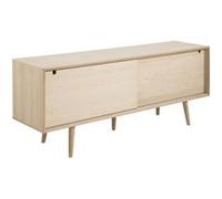 Toilinux - Buffet 5 tiroirs et 2 portes coulissantes en panneaux de particules - Beige - Diner Beige G