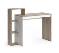 Toilinux - Bureau au design scandinave Isidor - L. 110 x H. 91 cm - Couleur bois et blanc