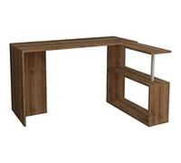 Toilinux - Bureau en forme de L avec étagères de rangement L.130 cm - Marron - Cayko Marron