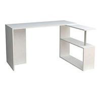 Toilinux - Bureau en forme de L avec étagères de rangement L.130 cm - Blanc - Cayko Blanc G