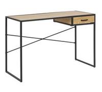 Toilinux - Bureau en MDF et métal 1 tiroir - L 110cm x l. 45cm x H. 75 cm - Beige et Noir - Sireine Beige