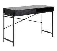 Toilinux - Bureau en MDF et métal avec 1compartiment ouvert et 1 porte coulissante - Noir - Aria Noir G