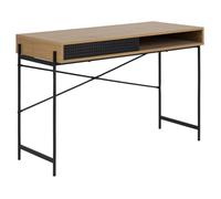 Bureau 1 niche et 1 porte coulissante design industriel Marron, L. 110 x l. 50 x H. 75 cm, ARIA
