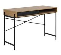 Toilinux - Bureau en MDF et métal avec niche et porte coulissante - Marron - Aria Marron