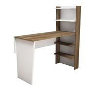 - Bureau en mélaminé avec étagères L.120xH.130cm - Marron noix et Blanc - Cica