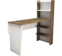 Toilinux - Bureau en mélaminé avec étagères L.120xH.130cm - Marron noix et Blanc - Cica Marron G