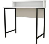 Toilinux - Bureau en mélaminé et Métal avec Niche de rangement - L.90 cm - Blanc - Uso Blanc G
