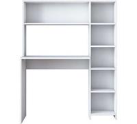 Toilinux - Bureau Luminure avec rangements en bois - Blanc - Luminure Blanc G