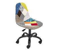 Toilinux - Chaise de bureau Patchwork réglable en hauteur avec 5 roulettes - Multicouleur - Patchwork Noir
