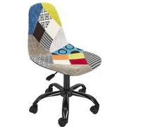 Toilinux - Chaise de bureau Patchwork réglable en hauteur avec 5 roulettes - Multicouleur - Patchwork Noir G