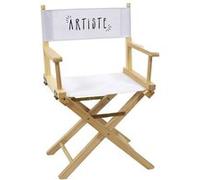 Toilinux - Chaise de cinéma pliante - Artiste - Bois et blanc Blanc