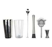 Toilinux - Coffret 5 accessoires à cocktail et 50 recettes - en acier inoxydable Argent G