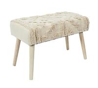 Toilinux.com Banc Mirage avec détails Motif en Polyester et MDF - Beige et Blanc