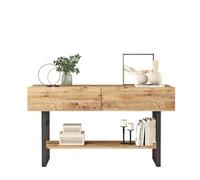 Toilinux.com Console 2 niches fermées Soléa en Bois - Beige et Noir