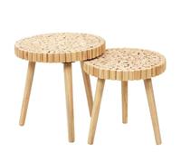 Toilinux.com Duo de Tables gigognes en MDF Effet rondins de Bois - Diam 40 cm x H. 40 cm et Diam. 35 cm x H. 35 cm