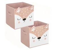 Toilinux.com Lot de 2 boites de Rangement Biche en Velours - 29x29x29cm - Rose