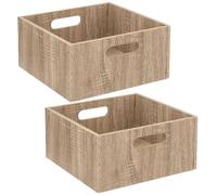 Toilinux.com Lot de 2 Boîtes de Rangement carrée en MDF - L. 31 x H. 15 cm - Beige, Effet Bois