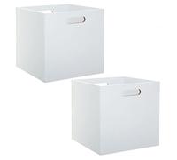 Toilinux.com Lot de 2 Boîtes de Rangement Effet Bois en MDF Mix n' modul - L. 31 x l. 31 cm - Blanc