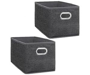 Toilinux.com Lot de 2 Boites de Rangement Largeur 31 x Hauteur 15 cm - Gris foncé chiné