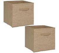 Toilinux.com Lot de 2 Boites de Rangement Pliable en Jute - 31 x 31 - Marron