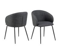 Toilinux.com Lot de 2 chaises avec accoudoirs SÖREN - Gris Anthracite avec Pieds Noirs