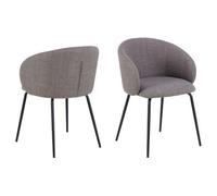 Toilinux.com Lot de 2 chaises avec accoudoirs SÖREN - Gris Brun avec Pieds Noirs
