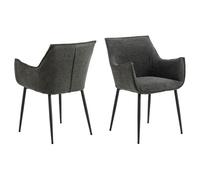 Toilinux.com Lot de 2 chaises de Salle à Manger avec accoudoirs Sorrento - Gris Anthracite