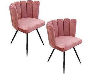 Toilinux.com Lot de 2 Chaises Design Effet Velours Ariel - Rose