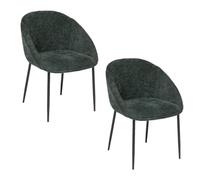 Toilinux.com Lot de 2 chaises en Tissu Chenille Seliso - Vert Cèdre