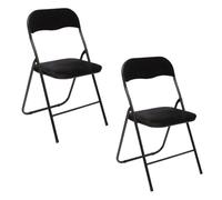 Toilinux.com Lot de 2 chaises Pliantes carrée Velours - Noir